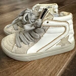 SHUSHOP Toddler Roxanne Star Zip Sneakers,White‎ Grey,7